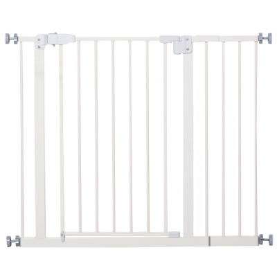 PawHut Barrière Animaux Réglable 74-97,5cm Acier Blanc