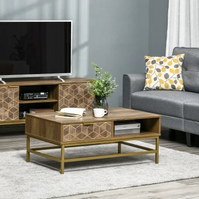 HOMCOM Tavolino da caffè 100cm x 59cm x 42.8cm Color Legno