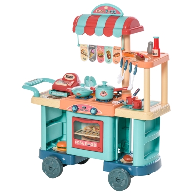 HOMCOM Cucina Giocattolo per Bambini 3-6 Anni con 50 Accessori