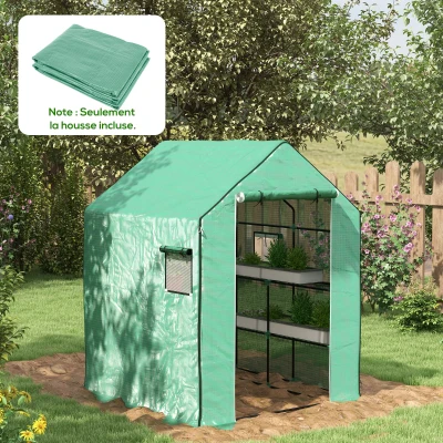 Outsunny Bâche Serre 140x143x190cm Anti-UV avec Fenêtre et Porte