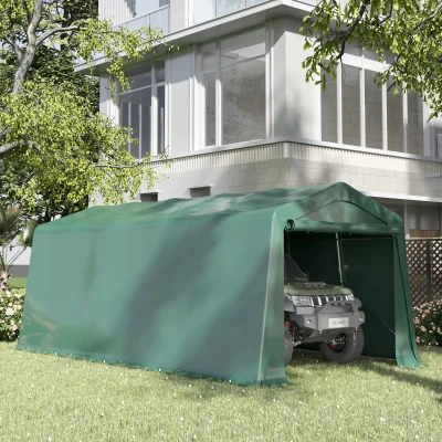Outsunny Tendone per auto 600cm x 310cm x 255cm Verde Scuro