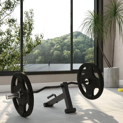 SPORTNOW Olympic EZ Curl Bar & Jack Set for Home Gym