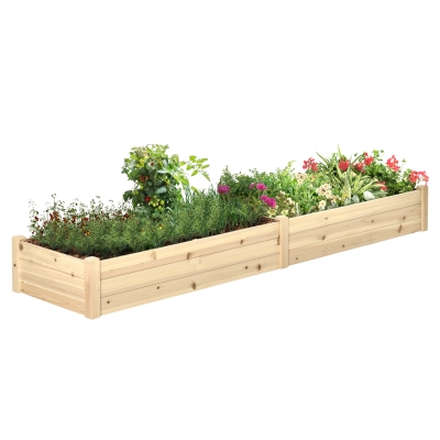 Outsunny Carré Potager Bois Sapin 244x61,5x27cm Drainage