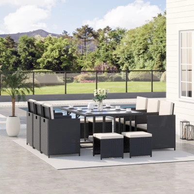 Outsunny Set mobile da giardino 166cm x 109cm x 72cm Nero