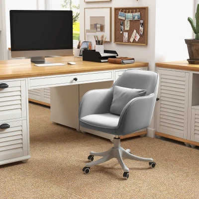 Vinsetto Velvet Office Chair with Massage Pillow Grey