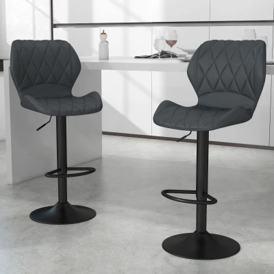 HOMCOM Set sgabello da bar 46.5cm x 49.5cm x 113cm Grigio