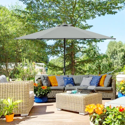 Outsunny 2.8m Garden Parasol Dark Grey Outdoor Umbrella