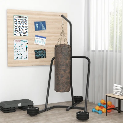 SPORTNOW Soporte para Sacos de Boxeo con Marco de Acero Carga de 60 kg para Entrenamiento en Gimnasio Hogar Negro