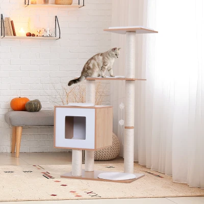 PawHut Tiragraffi 71.5cm x 49.5cm x 120cm legno, bianco