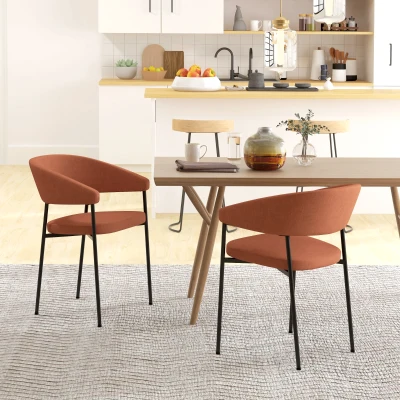 HOMCOM Set 2 Sedie da Pranzo Monoblocco 59x56x78 cm Arancione