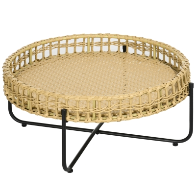 Outsunny Table Jardin Ronde Résine/Métal Noir Ø68cm