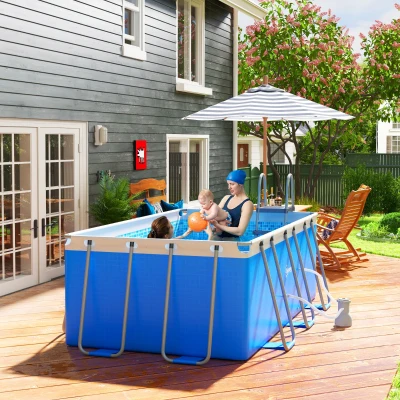 Outsunny 5-Person Above Ground Pool with Ladder 207x400cm Blue
