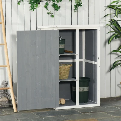 Outsunny Casetta da Giardino in Abete 75x56x115 cm Grigio