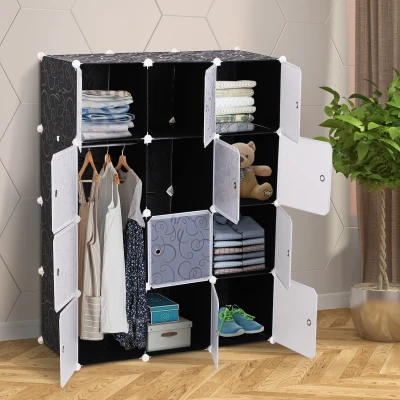 HOMCOM Guardaroba 111cm x 47cm x 145cm bianco e nero