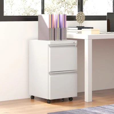 Vinsetto Rollcontainer Aktenschrank Organizer, 2 Schubladen, abschließbar, 37 x 43,5 x 67.5 cm, Weiß