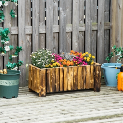 Outsunny Jardinière Rectangulaire Bac à Fleur Extérieur en Bois 78 x 35 x 30cm