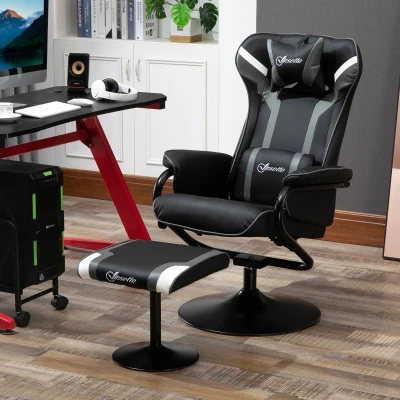 Vinsetto Gaming Chair Recliner with Footstool Grey