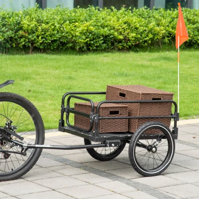 HOMCOM Steel Bike Trailer 2-Wheel Outdoor Carrier Black
