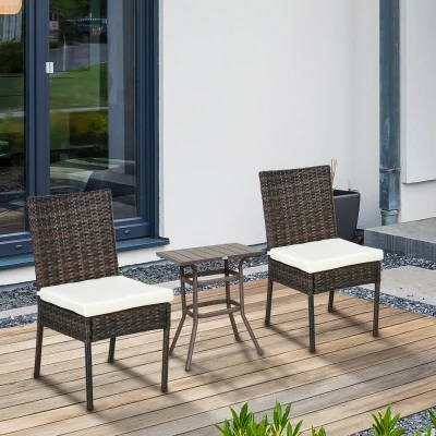 Outsunny Set of 2 Armless Rattan Garden Chairs Brown