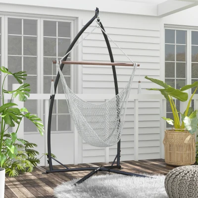 Outsunny Heavy Duty Hammock Chair Stand Black