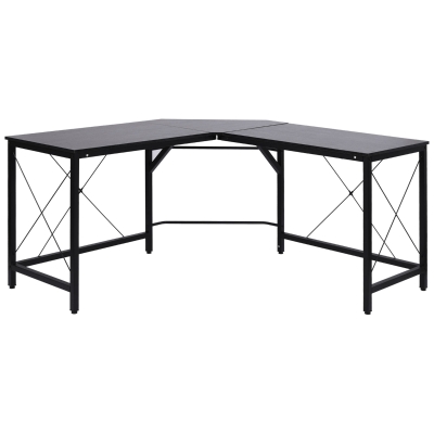 HOMCOM Escritorio Esquinero Moderno con Marco de Acero Carga 70 kg para Oficina Hogar Estudio 150x150x76 cm Negro