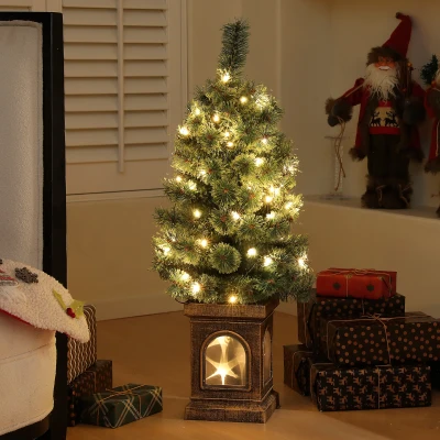 HOMCOM Weihnachtsbaum, naturgetreue Erscheinung, integrierte LEDs, dimmbar, 8 Modi, 45 x 90 cm, Grün