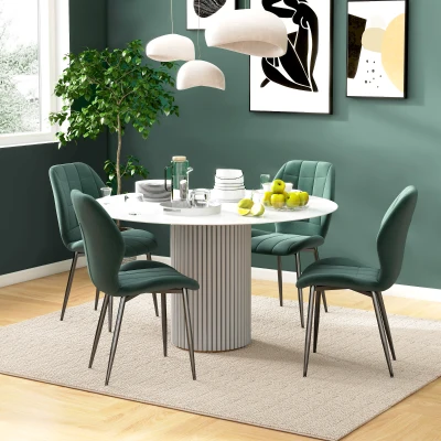 HOMCOM Set of 4 Flannel Tub Dining Chairs Green