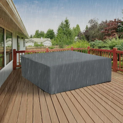 Outsunny Rattan Furniture Cover Water UV Resistant Grey 205x192cm