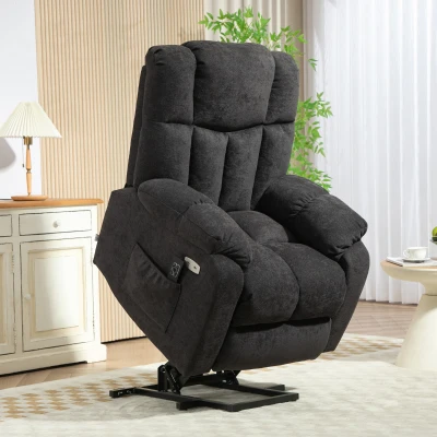 HOMCOM 2-in-1 Relaxsessel mit Liegefunktion, USB-Anschlüsse, Taschenfederkern, Schwarz