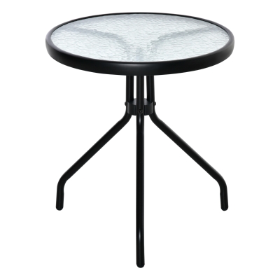 Outsunny Table bistro de jardin table basse ronde avec plateau verre trempé métal époxy Ø 50 x 55H cm noir