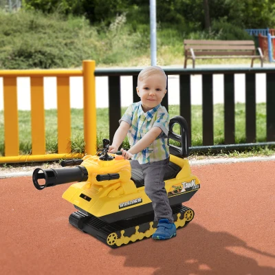 HOMCOM Carro armato bambini 68cm x 24cm x 41.5cm Giallo, Nero