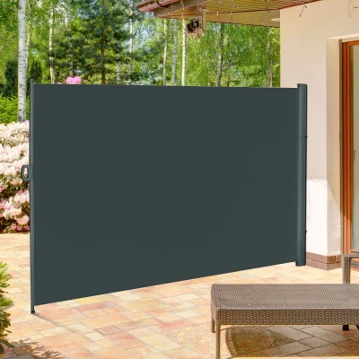 Outsunny Retractable Awning Screen Grey 3x2m Outdoor Divider