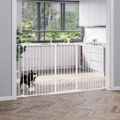 PawHut Cancelletto per Cani con Doppio Blocco 206x90cm Bianco