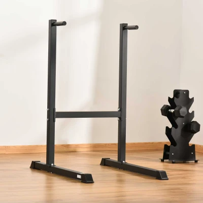 HOMCOM Estación de Musculación tipo Barras Dip Soporte para Entrenar Pecho Abdominales y Espalda con Peso Máximo de 120 kg 104x70,5x122 cm Negro