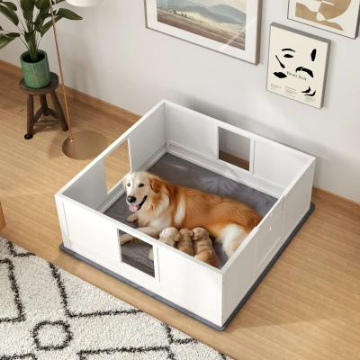 whelping box 124L x 120W x 48Hcm White