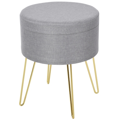 HOMCOM Pouf contenitore 36cm x 36cm x 45cm Grigio
