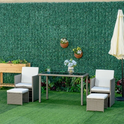 Outsunny 5-Piece Rattan Dining Set with Cushions Grey