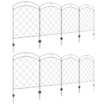Outsunny Garden Fencing Black 43in x 11.4ft 8PCs