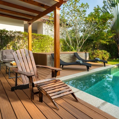 HOMCOM Fauteuil Adirondack Bois Sapin avec Tabouret