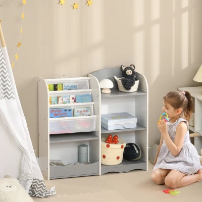 ZONEKIZ Scaffale Portagiochi per Bambini in Legno Grigio