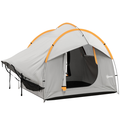 Outsunny Tenda per Auto Impermeabile 3 Porte Grigio e Arancione