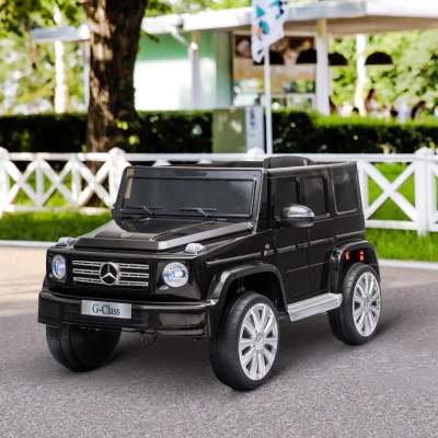 HOMCOM Coche Eléctrico para Niños de Batería 12 V BENZ G500 con Control Remoto Música Bocina  3-5 km/h Carga 30 kg Negro