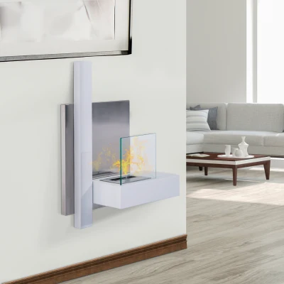 HOMCOM Caminetto a Bioetanolo 75cm x 22cm x 63cm Argento