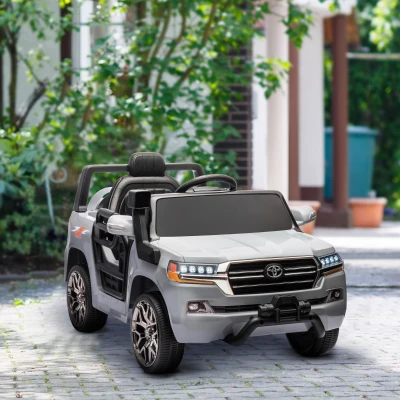 AIYAPLAY Coche Eléctrico para Niños de +3 Años Toyota LAND CRUISER con Batería 12V Mando a Distancia y Música MP3 Gris