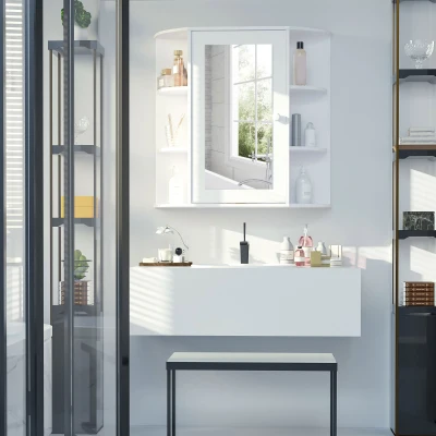 HOMCOM Armoire Murale Miroir Blanc Rangement 1 Porte