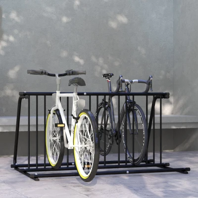DURHAND Fahrradständer für 4 Fahrräder, wetterbeständig, zusätzliche Halterung, 155 x 100 x 75 cm, Schwarz