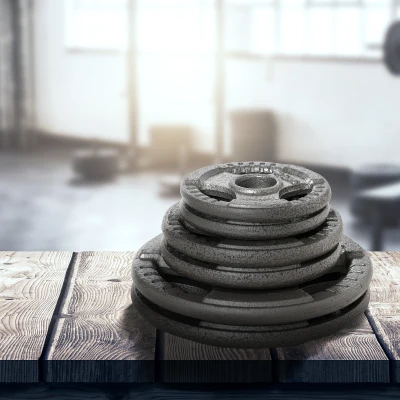 HOMCOM Juego de 6 Discos de Pesas de Acero Total de 35 kg 2x10 kg 2x5 kg 2x2,5 kg Discos Olímpicos con Orificio Central de Ø54 mm para Entrenamiento en Casa Gimnasio Plata