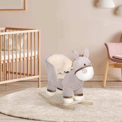 HOMCOM Cavallo a dondolo 61cm x 34cm x 58cm Grigio
