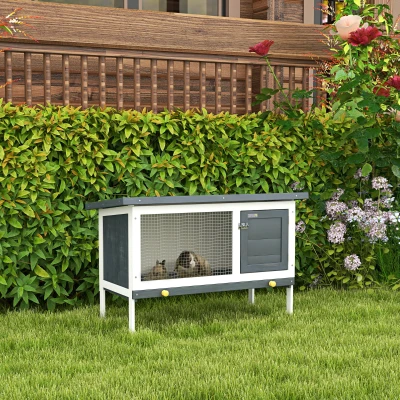 PawHut Wooden Rabbit Hutch Outdoor 90x45x65cm