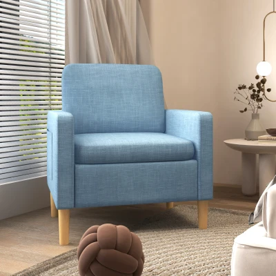 HOMCOM Modern Accent Chair Upholstered Blue